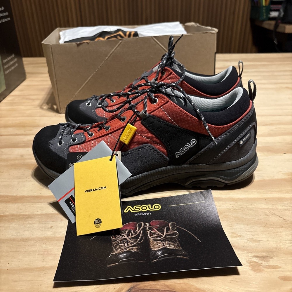 Asolo Pipe GV women's hiking shoes Sz 7 Red Gray Gore Tex Vibram Brand New